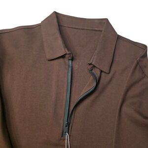 Womleys Women's Brown Quarter Zip Long Sleeve Polo Shirt Size S